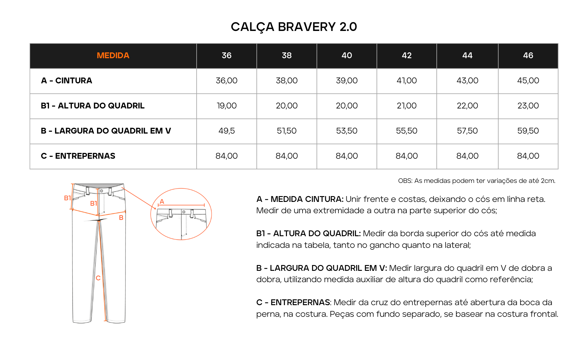 Tabela de Medidas 1