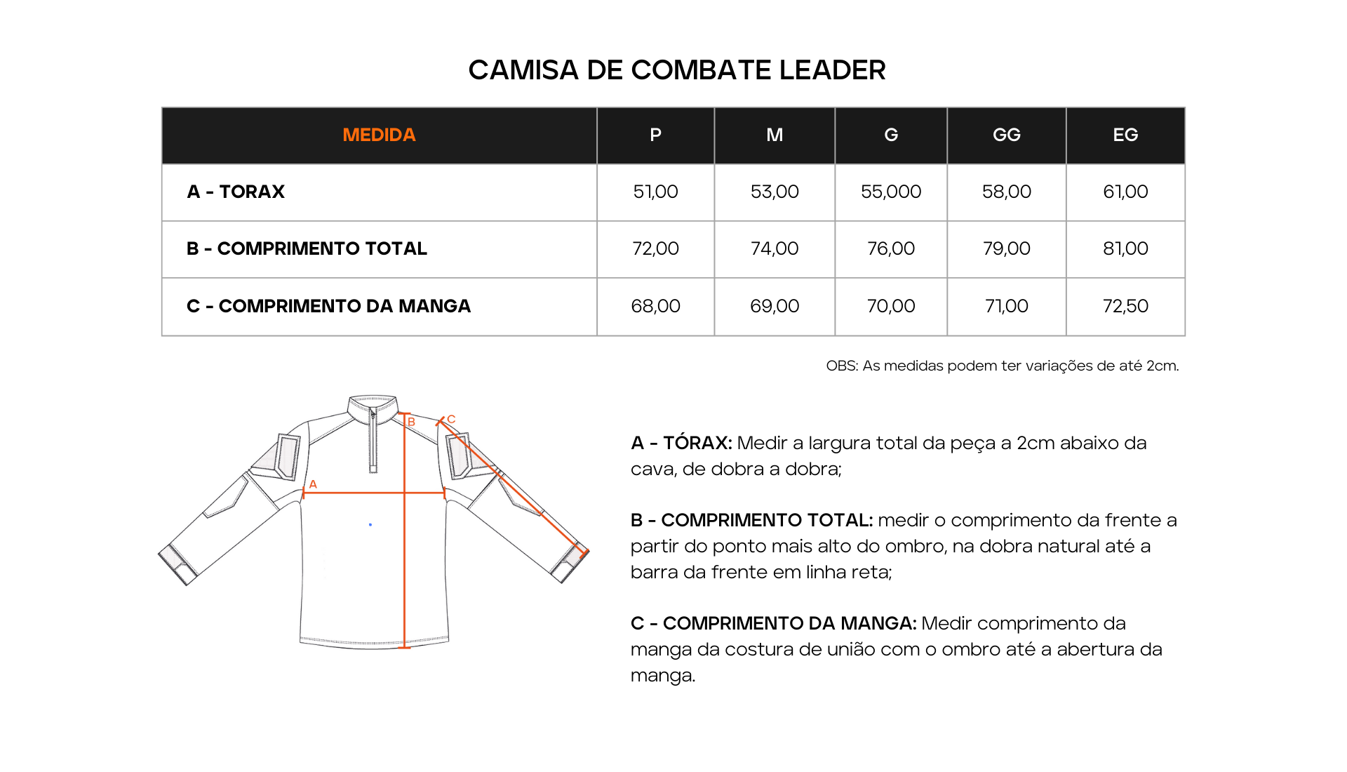 Tabela de Medidas 1
