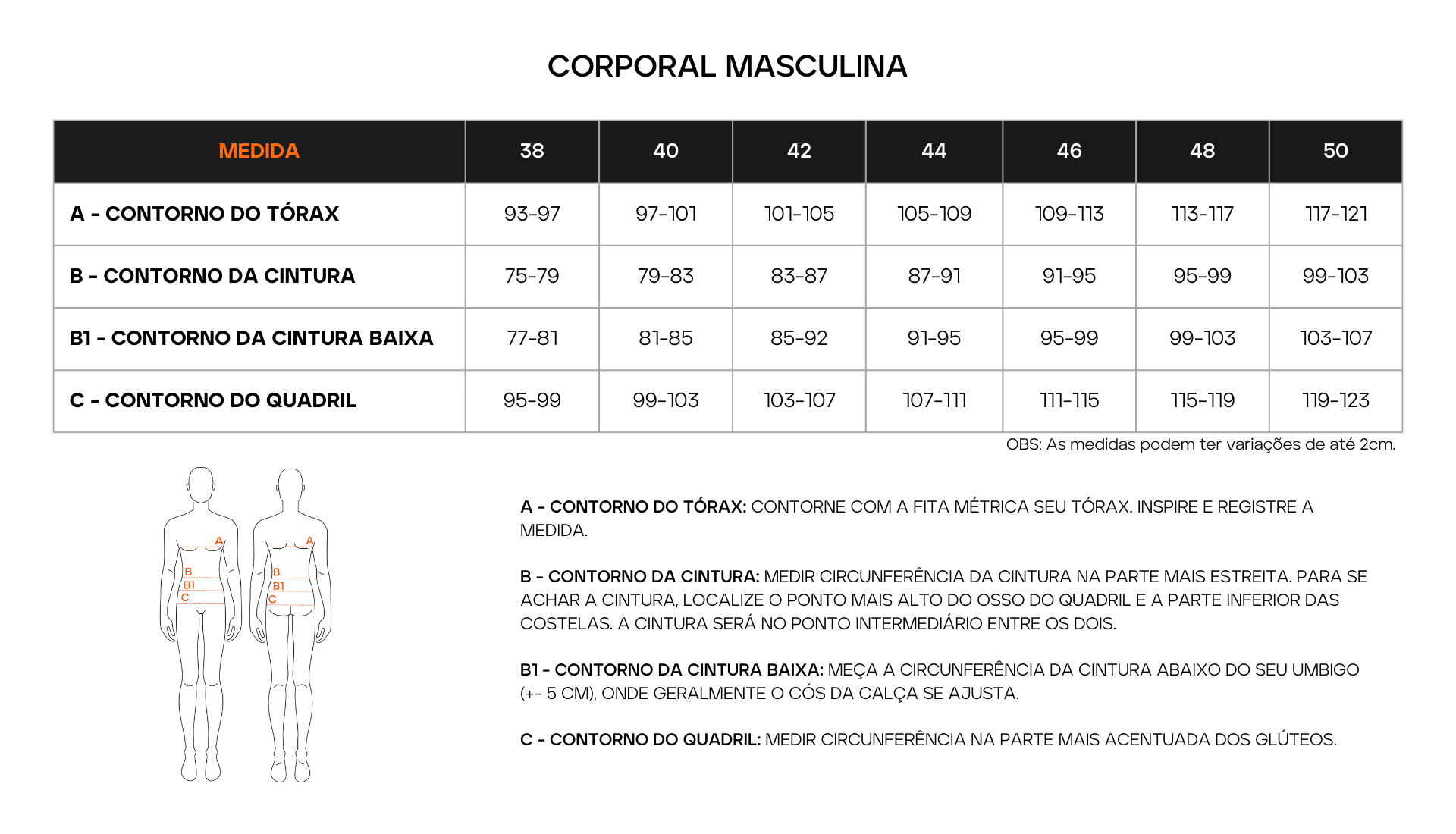 Tabela de Medidas 2